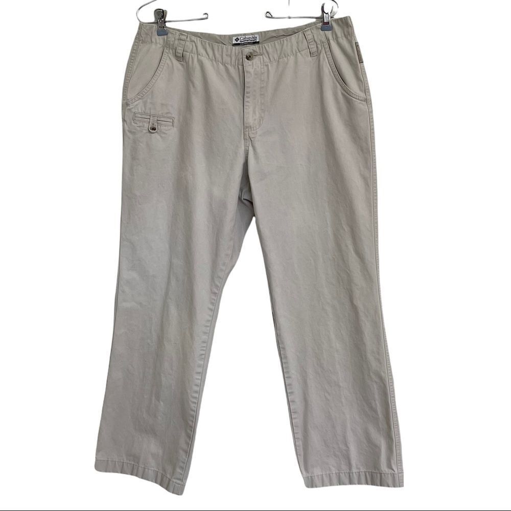 Columbia Khaki Chino Pants Trousers Work Uniform Neutral 100% Cotton Women 12